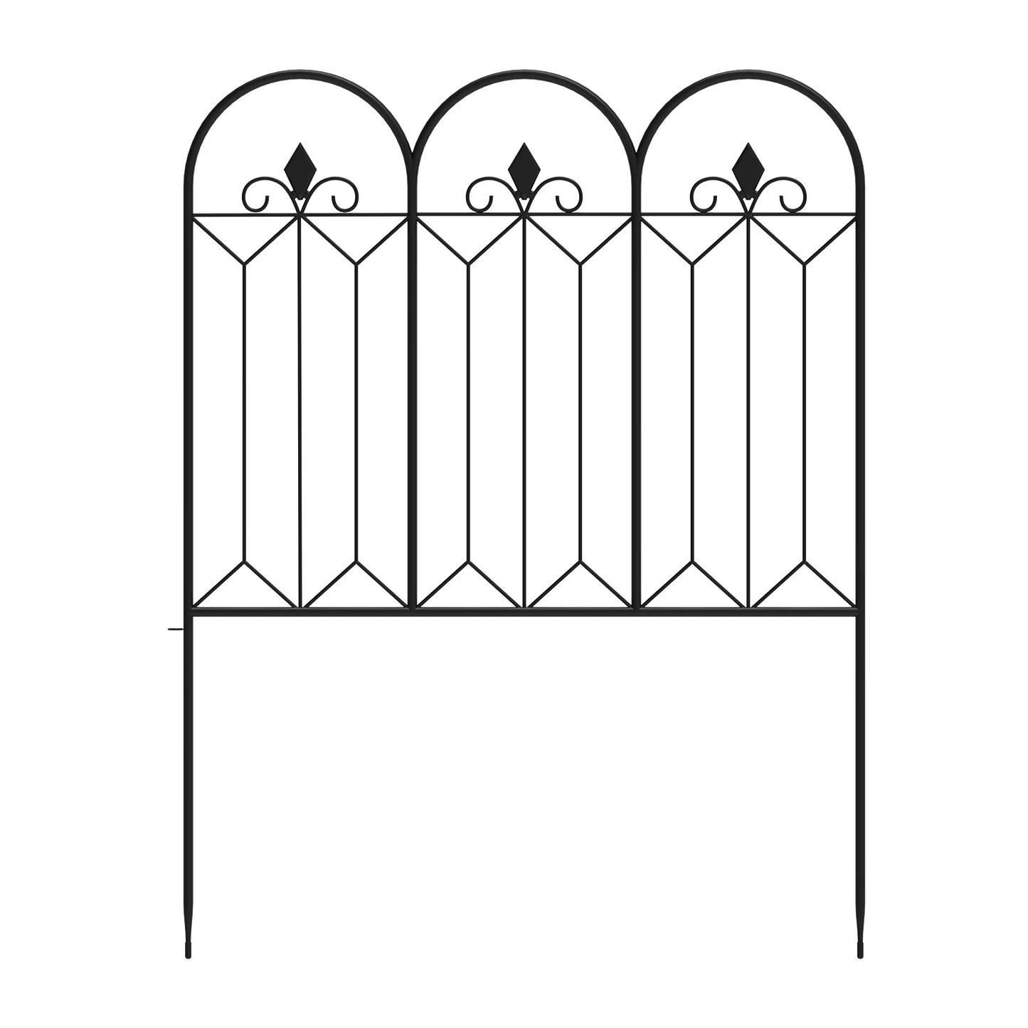 OXYLIFE 24" x 31.5" Decorative Garden Fence, Patio Flower Bed Animal Dogs Barrier Border Edge Section Panels, 5 Panels, Black