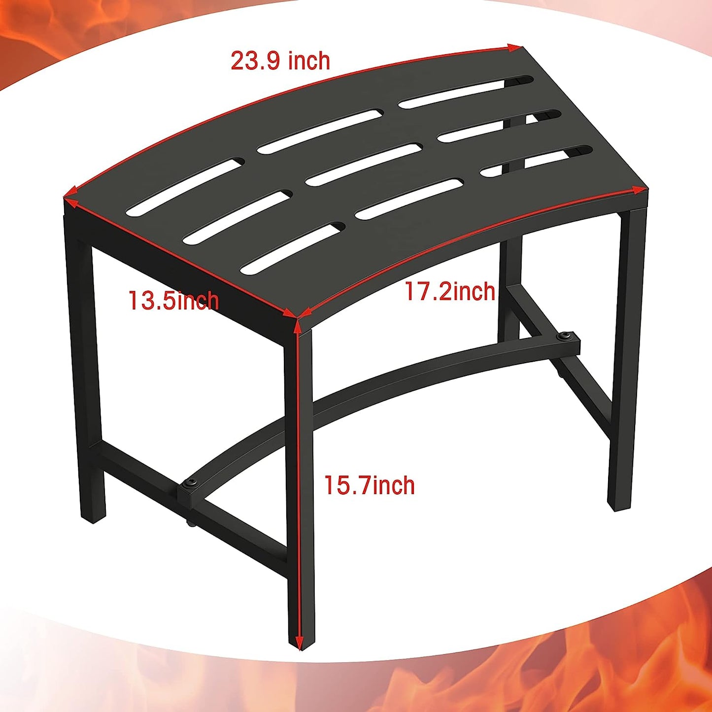 OXYLIFE Outdoor Curved Metal Firepit Bench Seating Set of 4 for Garden, Patio, Porch, Backyard, Slatted Style