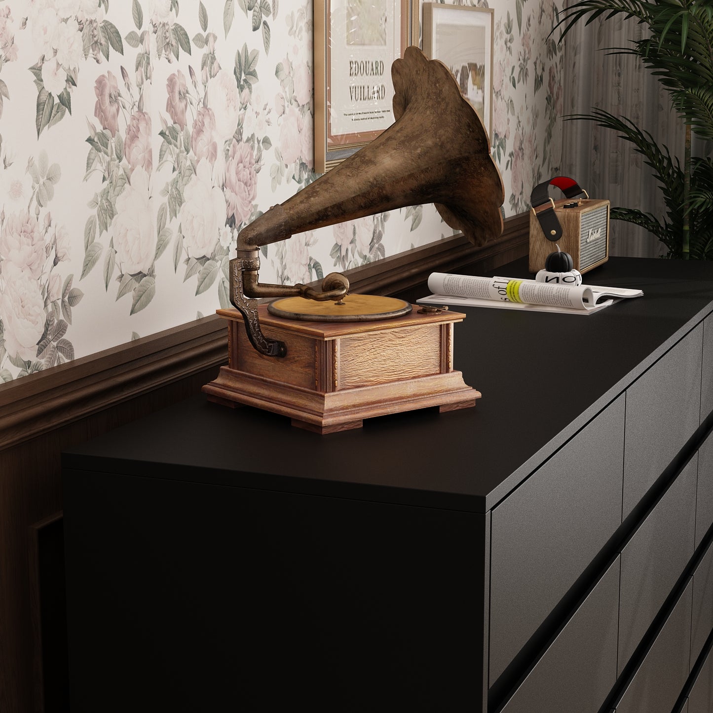 Oxylife Modern 12-Drawer Dresser with Large Storage, Side Cabinet for Bedroom/Living Room, Black