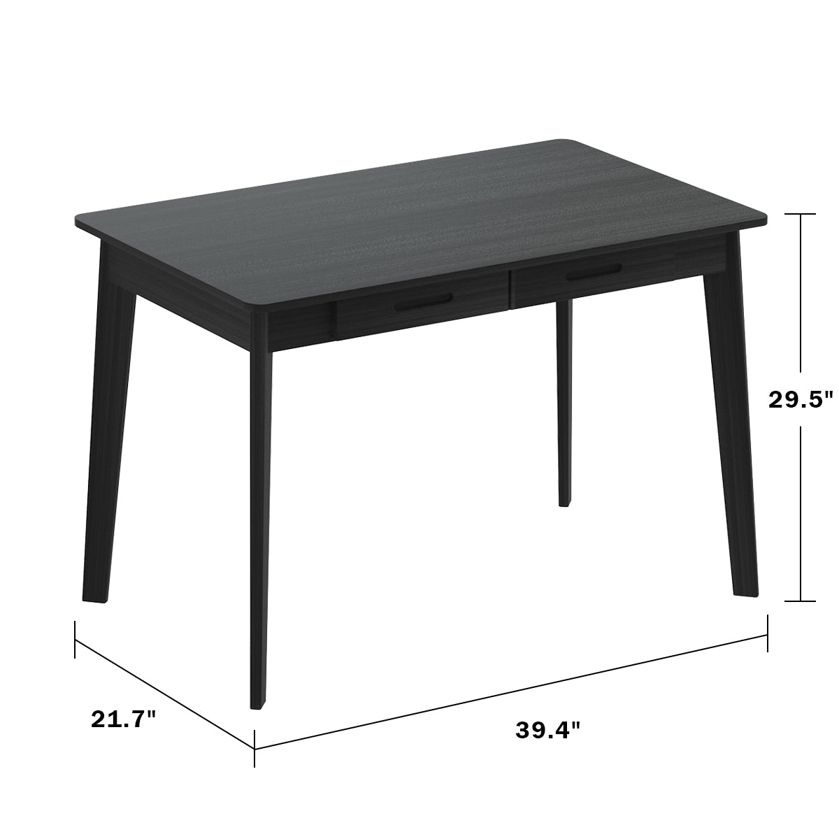 Home Office Desk Computer Desk, Writing Table with Drawers Study Workstation, Dark Brown, 39.4"*21.7"