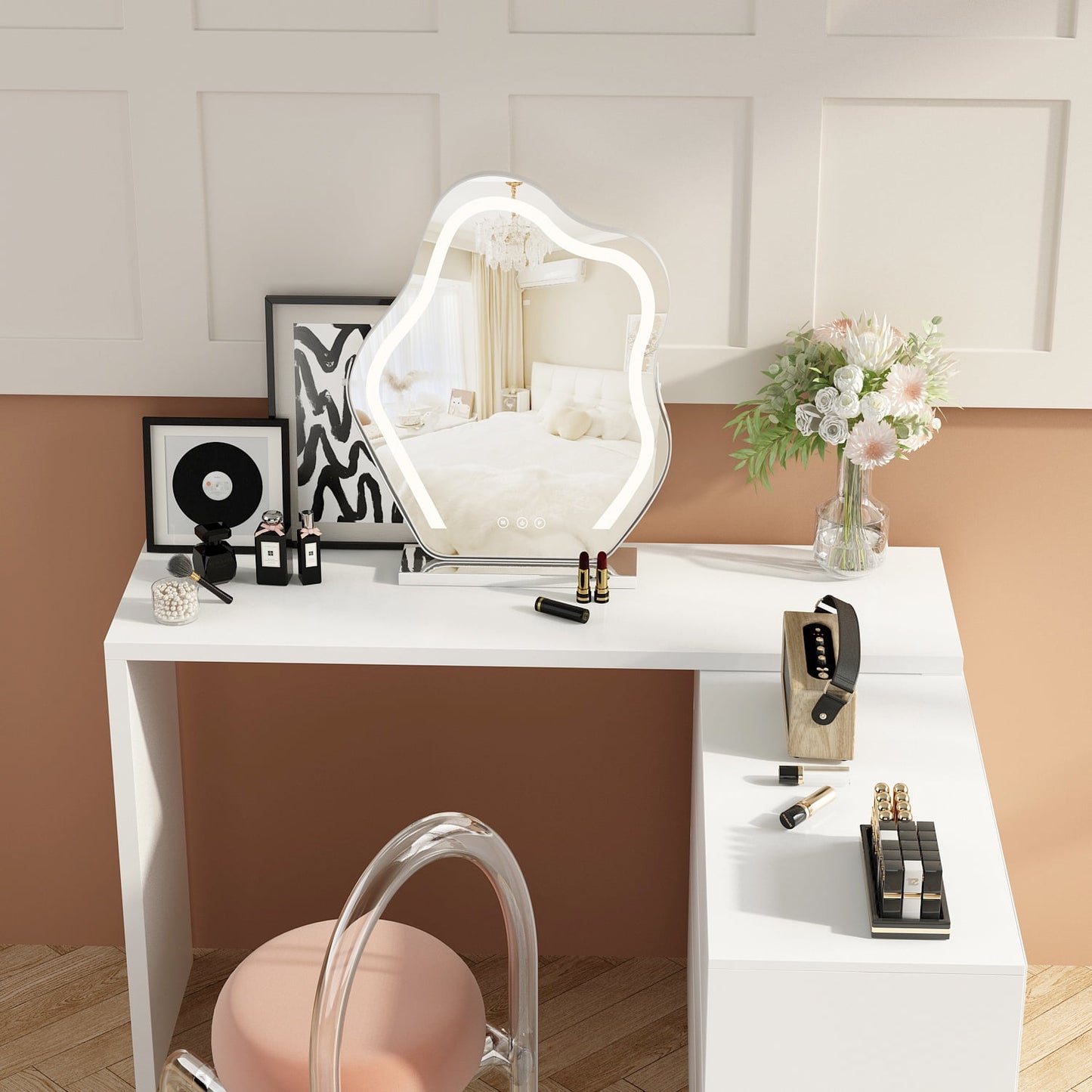 OxyLife Uptown Adult Desks, Single Piece with Dresser, 47.2 x 51.2 in, White, 1 Count, 1 Pack