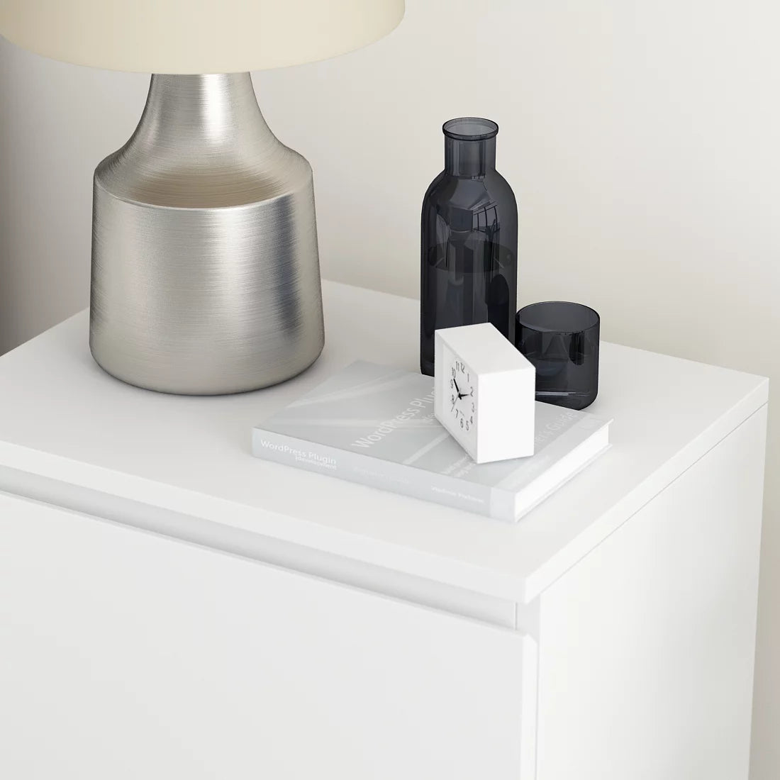 OXYLIFE Nightstand Set of 2 Side Tables for Bedroom with Drawers White