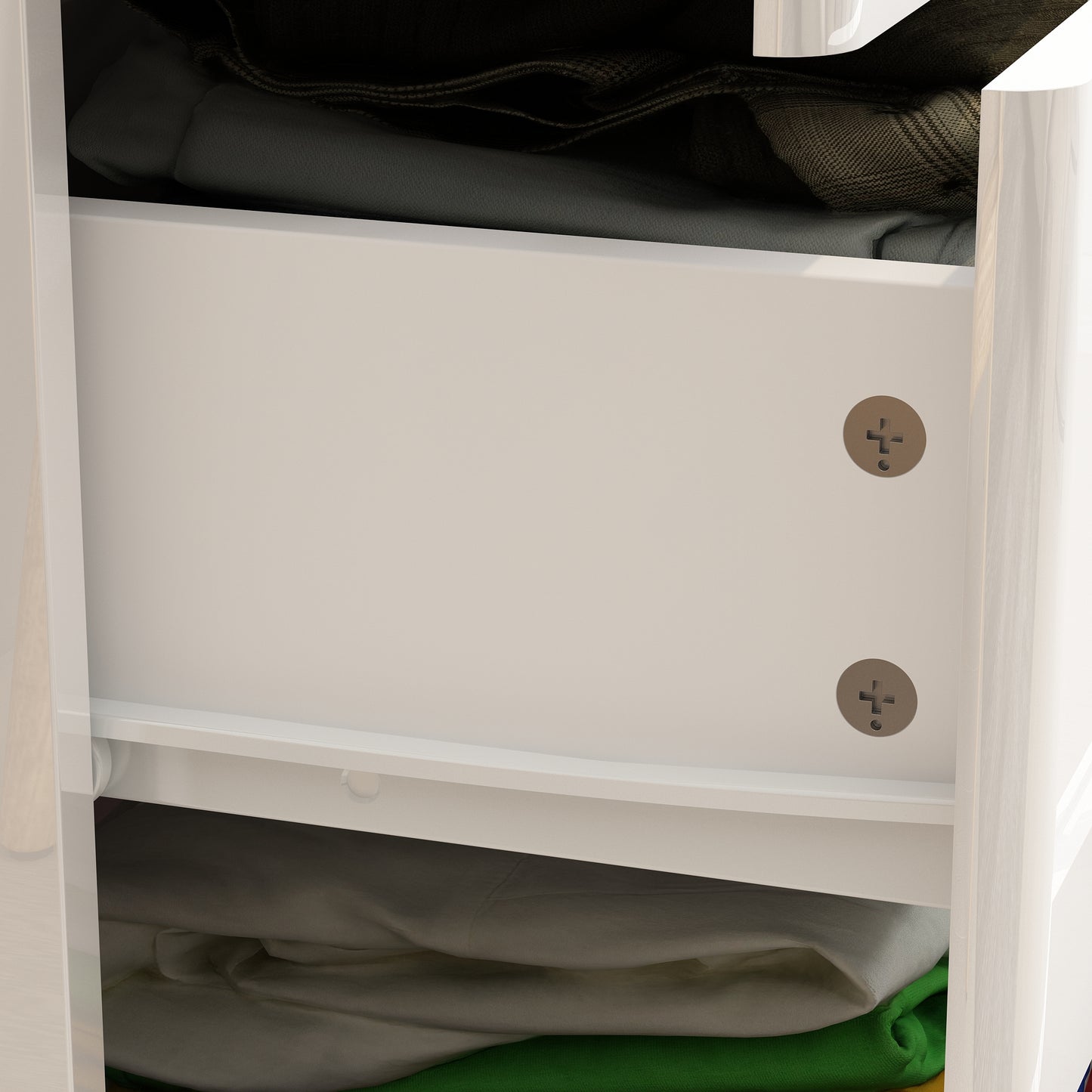 OXYLIFE 5 Drawer Dresser Chest with LED Light for Bedroom and Living Room, White Glossy Finish