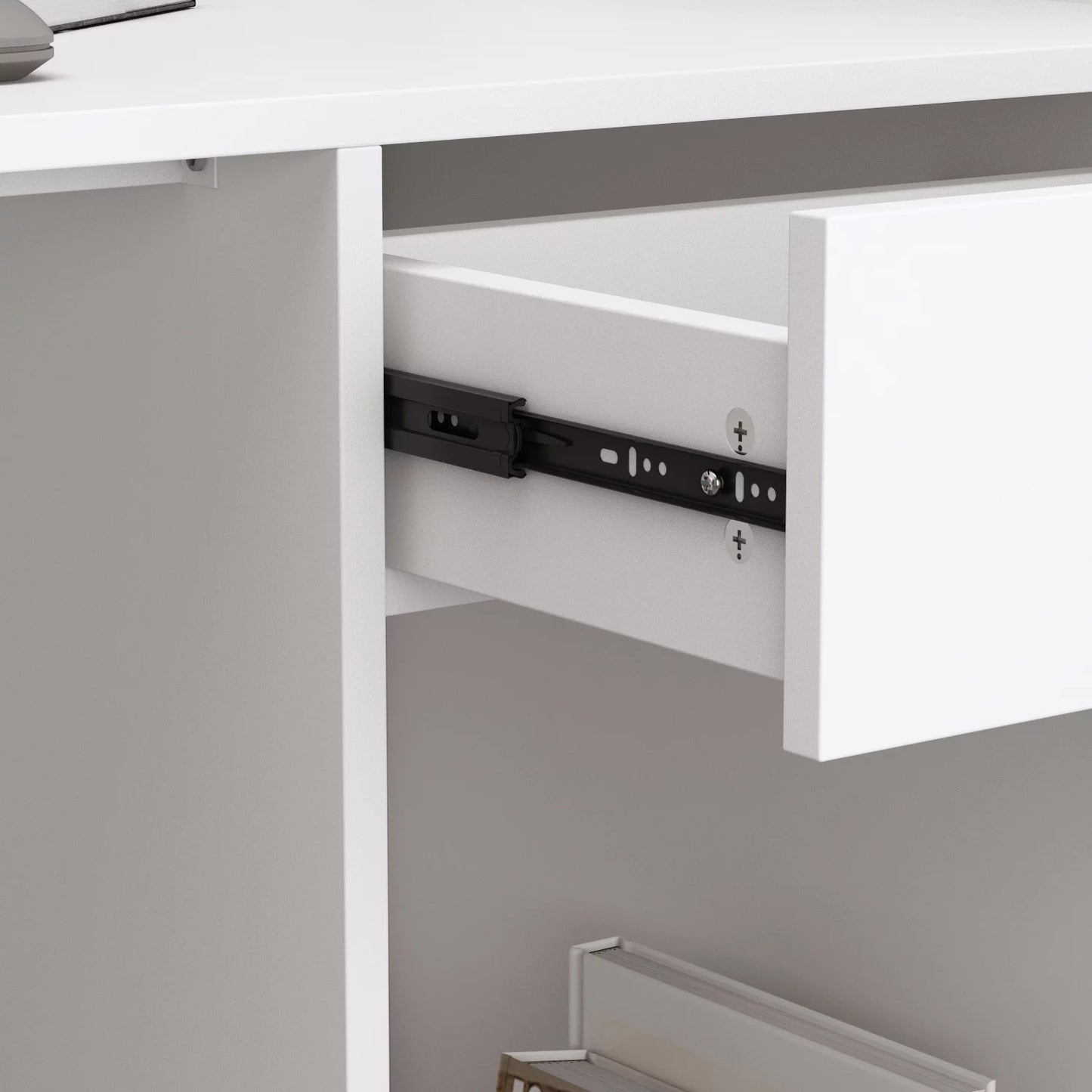 OXYLIFE Reception Desk with Hutch, Lockable Drawer and Storage Cabinet for Office