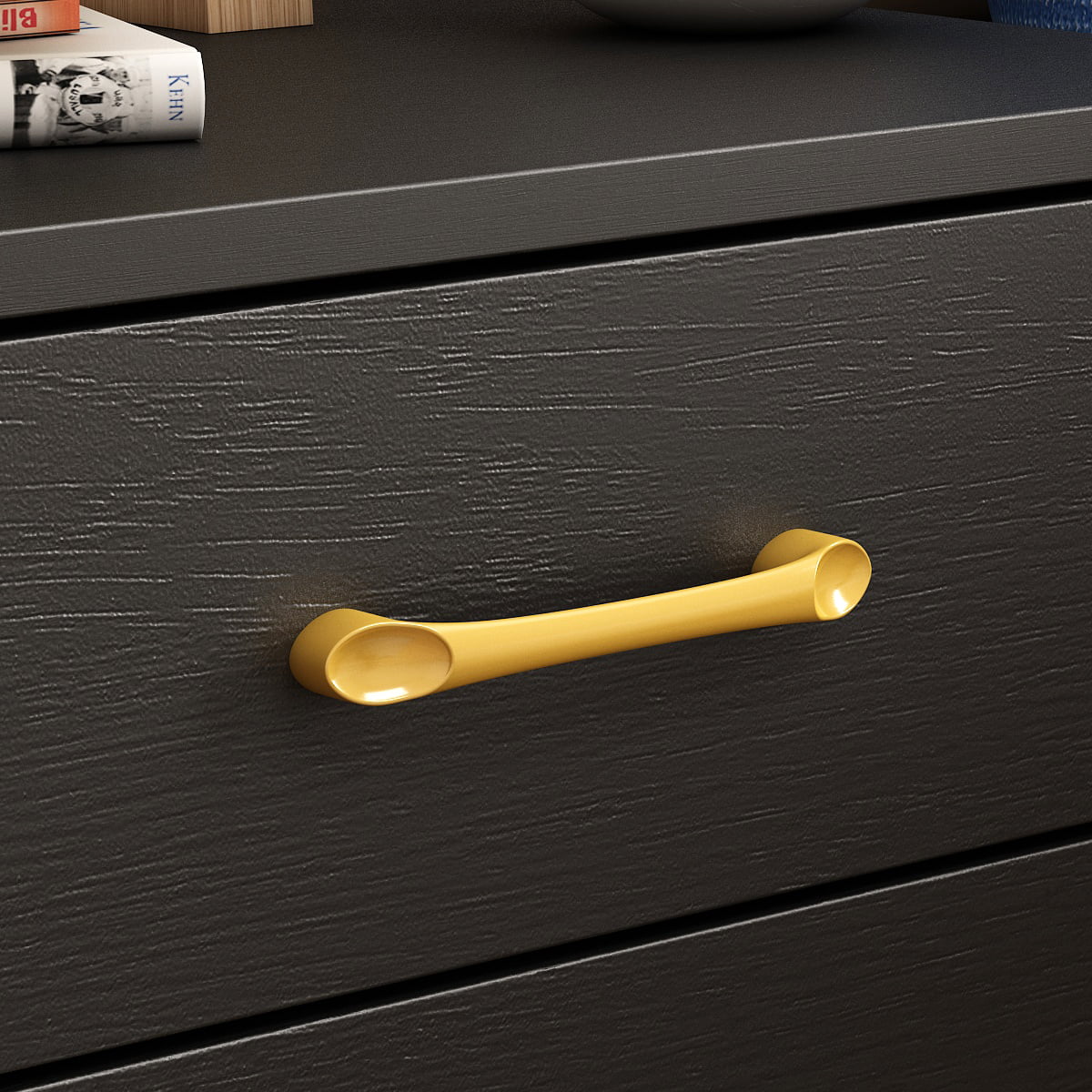 Nightstand Bedside Table with Drawer, Gold Metal Frame, Versatile End Sofa Side Table, Black