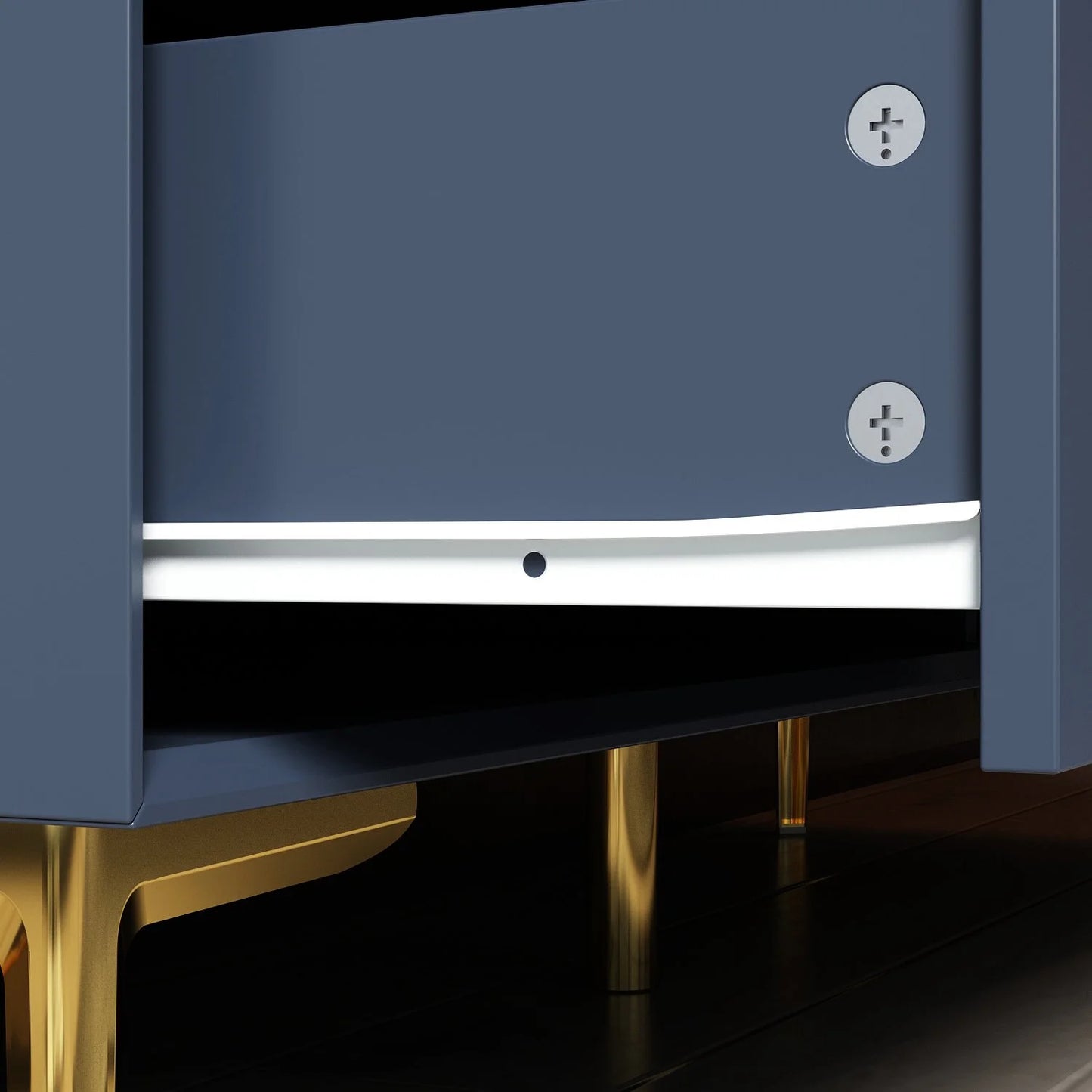 Oxylife Wooden Double Dresser with 6 Drawes, Modern Chest of Drawer for Closet Hallway Bedroom, Navy