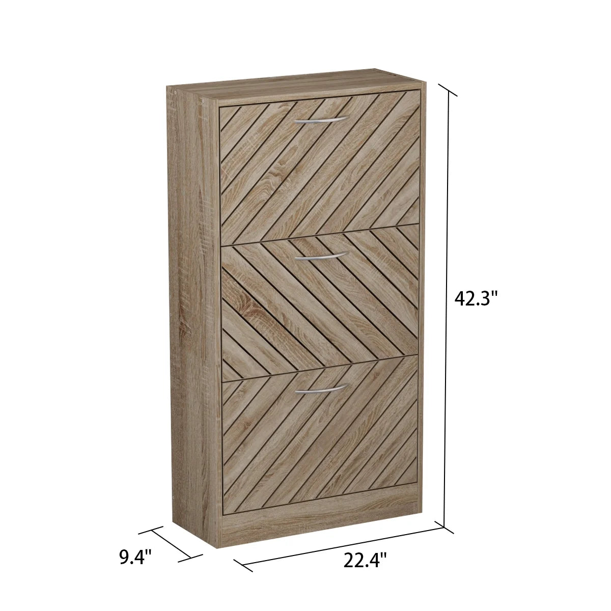 Oxylife 42.3" H Shoe Cabinet, Wood Shoe Rack Storage Cupboard with 3 Tilt-out Doors, Brown