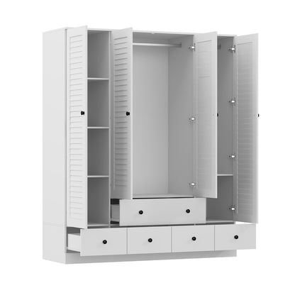 Oxylife Wardrobe Armorie with Shutter Door, 5 Drawers, 4 Shelves, Bedroom