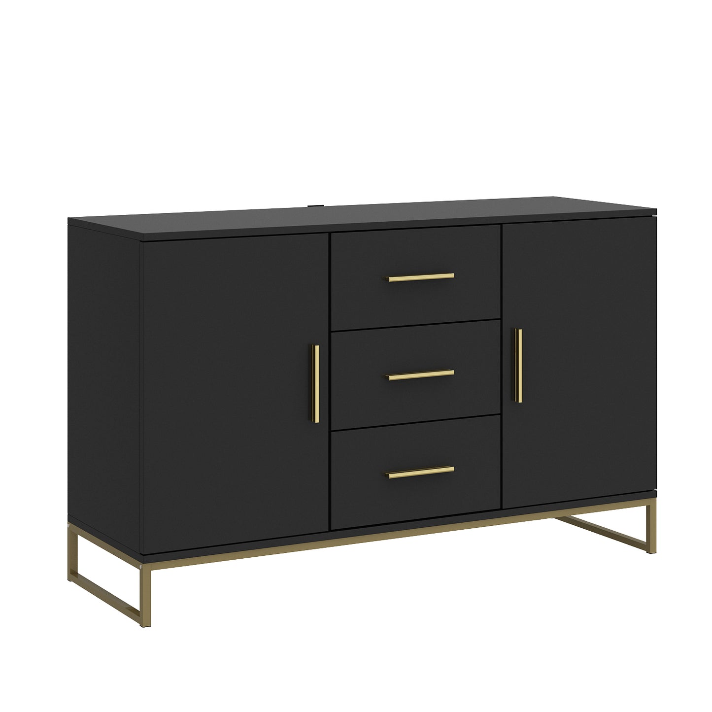 OXYLIFE Kitchen Buffet Sideboard, Black Storage Cabinet with 3 Drawers for Living Room Kitchen, 47.2" Wide