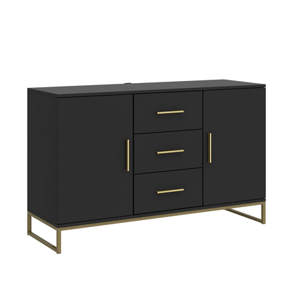 OXYLIFE Kitchen Buffet Sideboard, Black Storage Cabinet with 3 Drawers for Living Room Kitchen, 47.2" Wide
