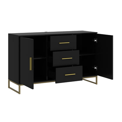 OXYLIFE Kitchen Buffet Sideboard, Black Storage Cabinet with 3 Drawers for Living Room Kitchen, 47.2" Wide