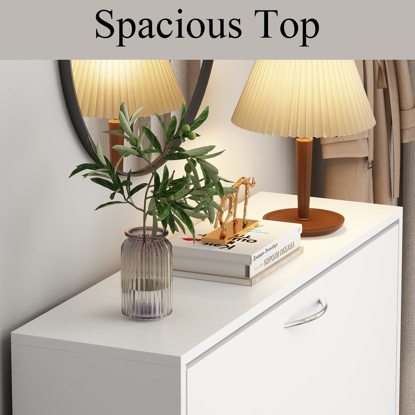 OXYLIFE Modern 3 Tier Shoe Cabinet for Entryway, Shoe Rack Storage Organizer White