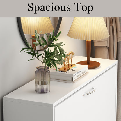 OXYLIFE Modern 3 Tier Shoe Cabinet for Entryway, Shoe Rack Storage Organizer White