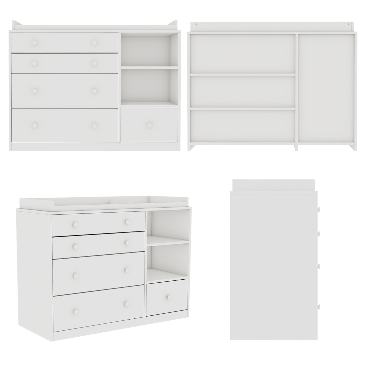 OXYLIFE Baby Changing Table Dresser Nursery Chest with Storage,5 Drawers&2 Shelves,White