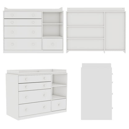 OXYLIFE Baby Changing Table Dresser Nursery Chest with Storage,5 Drawers&2 Shelves,White