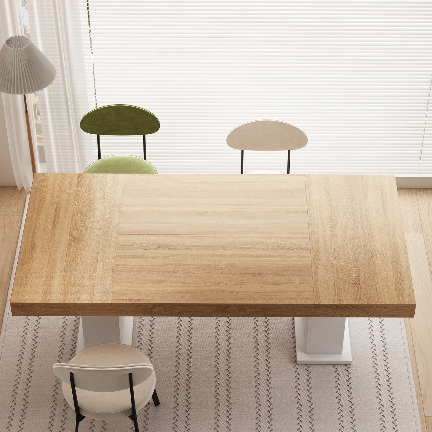 Oxylife Modern Dining Table for 6-8 People, 78.7" Wood Kitchen Table,Long Rectangle Wooden Dinner Table for Dining Room, Brown & White
