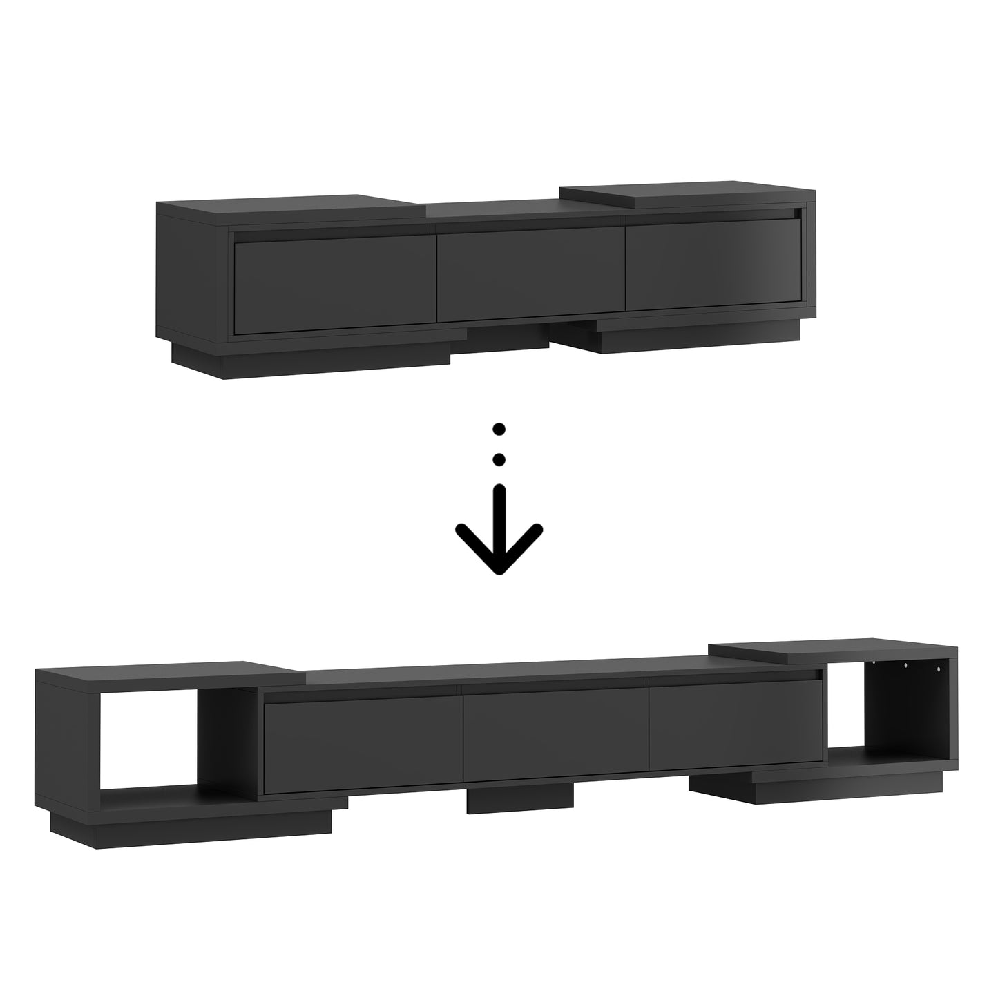 OXYLIFE 106.3 inch Extended TV Stand with Drawers, Entertainment Center for Living Room, Black