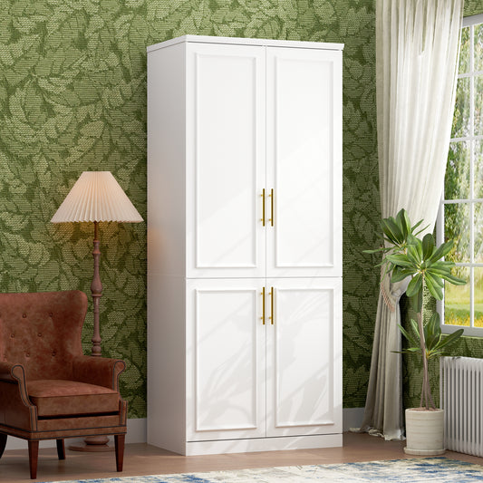 Oxylife 74.5"H 2 Door Clothing Armoire Wardrobe Closet with Hanging Rod