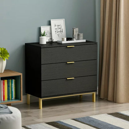 OXYLIFE Modern 3 Drawer Dresser End Table Nightstand with 3 Drawers for Bedroom, Living Room, Entryway, Black