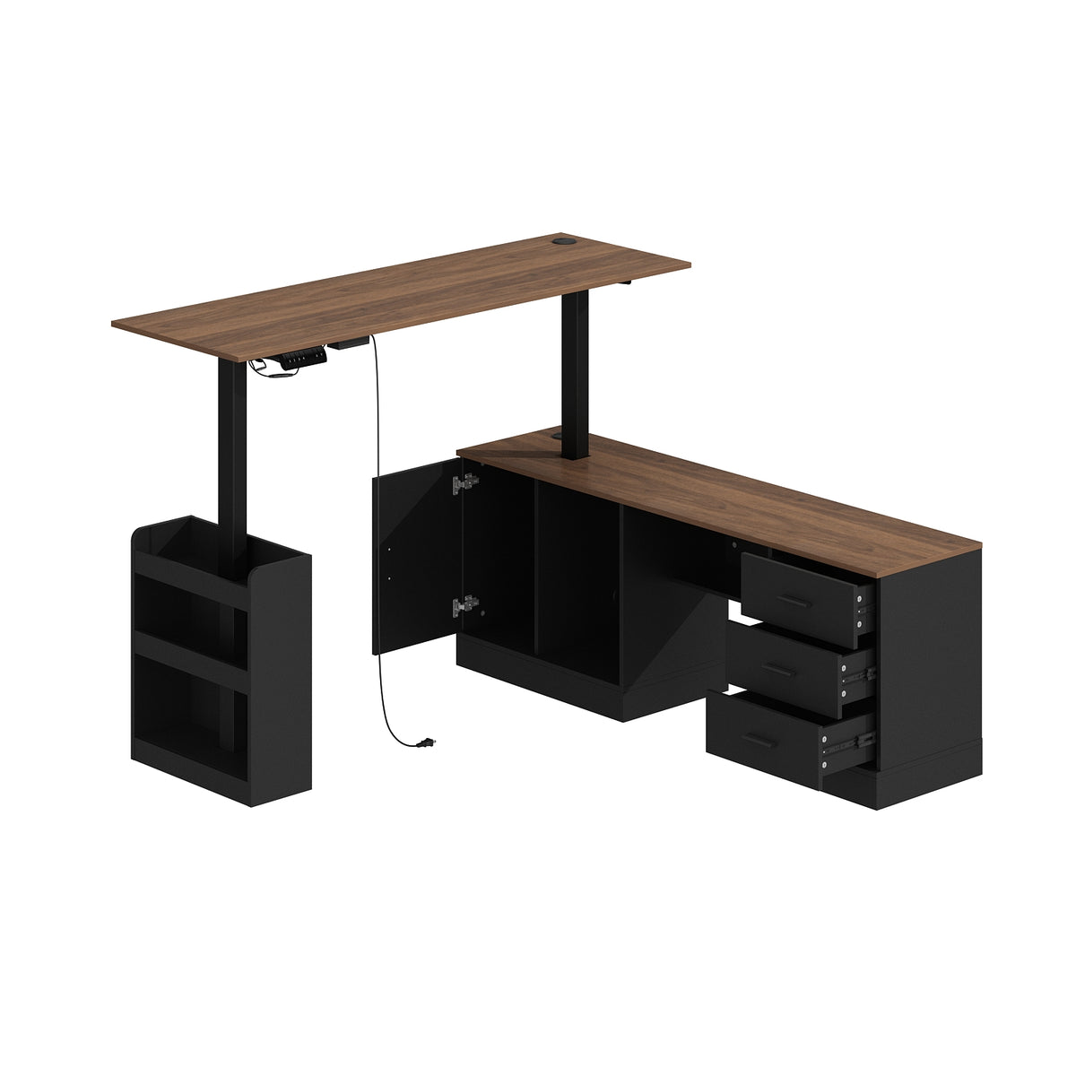 Oxylife 63" Electric Height Adjustable Standing Desk, , L Shaped Home Office Table,Black
