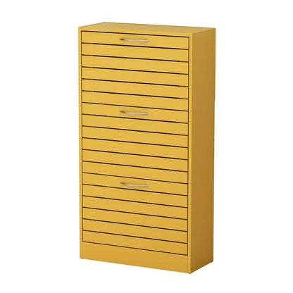 OXYLIFE Shoe Cabinet Entryway, 3 Tier Shoe Storage Organizer Yellow