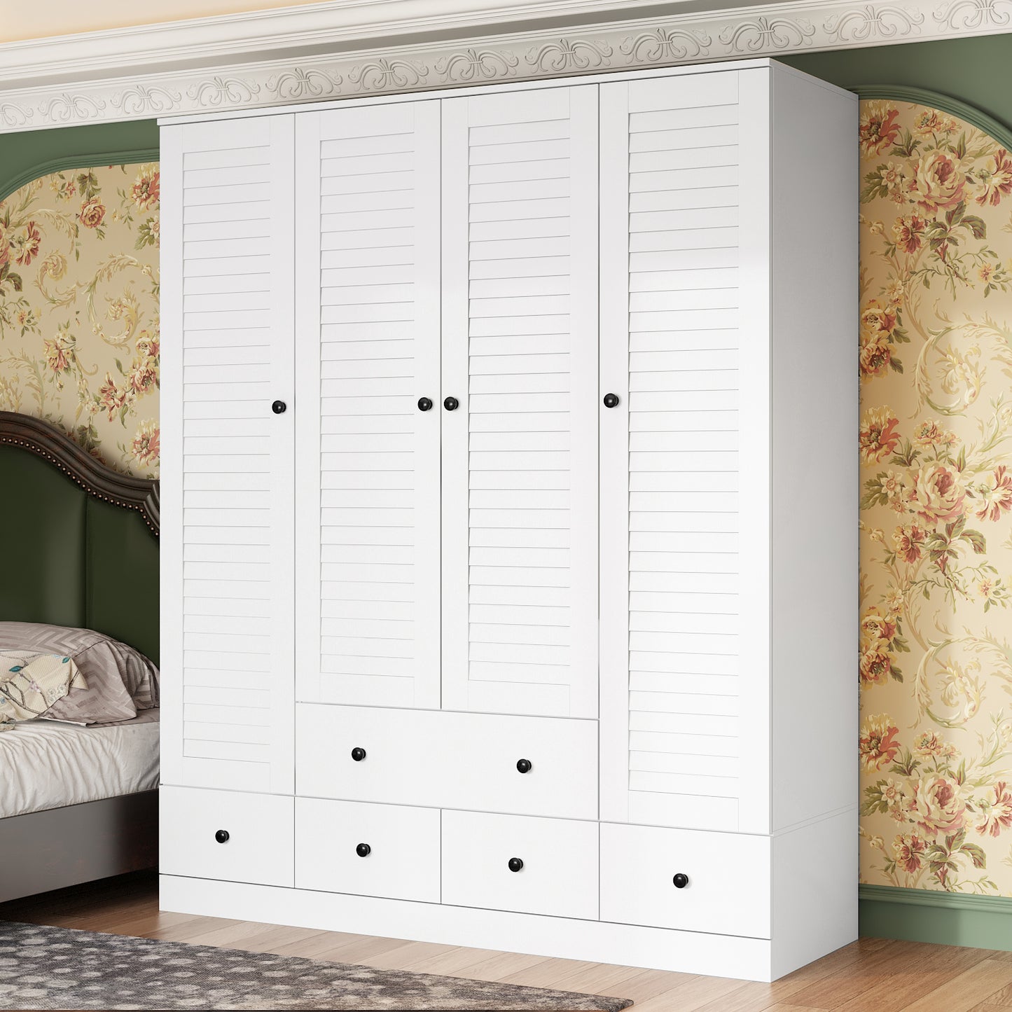 Oxylife Wardrobe Armorie with Shutter Door, 5 Drawers, 4 Shelves, Bedroom