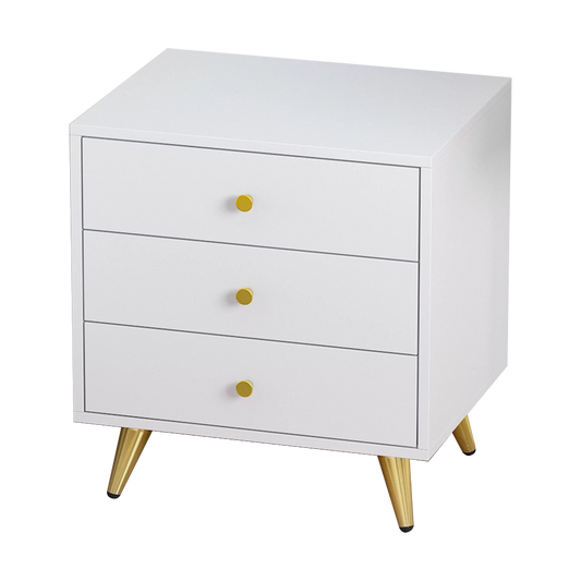 Nightstand with 3 Drawers for Bedroom Living Room, White