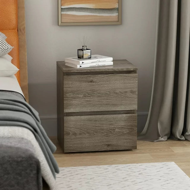 OXYLIFE Nightstand Bedside Table, Side Table for Small Spaces, Accent End Table with Storage Drawers for Living Room Bedroom, Taupe, Set of 2