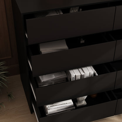 Oxylife Modern 12-Drawer Dresser with Large Storage, Side Cabinet for Bedroom/Living Room, Black