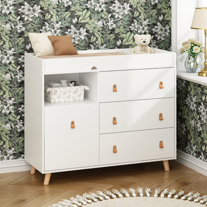 OXYLIFE Baby Nursery Changing Table Dresser with 3 Drawers and Shelf for Nursery Room, White