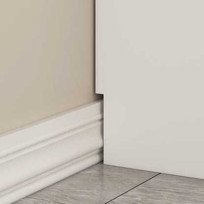 Oxylife Wardrobe Armoire with Hutch and Drawers, Bedroom Armoire, Contemporary, White