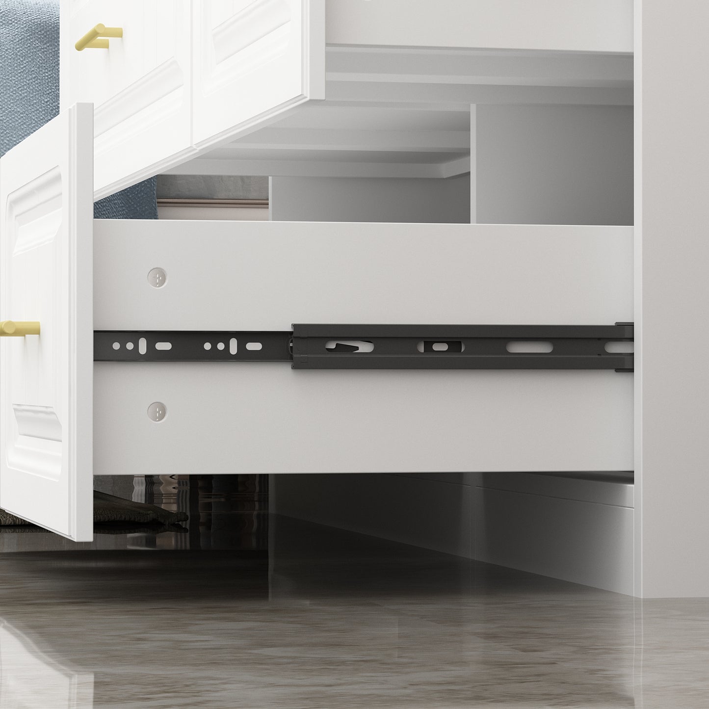 Oxylife Wardrobe Armoire Closet with 4 Drawers and Clothing Rod for Bedroom in White