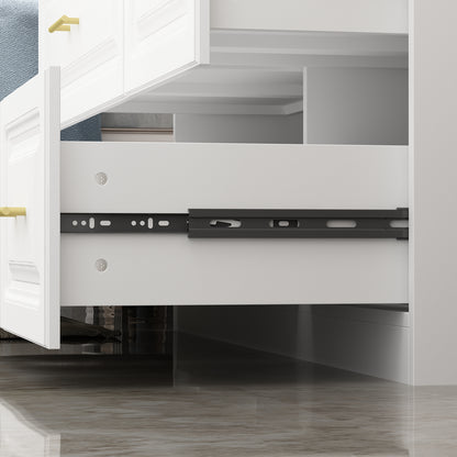 Oxylife Wardrobe Armoire Closet with 4 Drawers and Clothing Rod for Bedroom in White