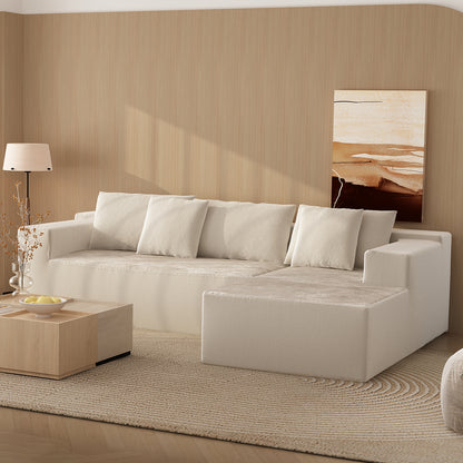 OXYLIFE L-Shaped Boneless Couch,106" Couches for Living Room with Curved Chaise,Modular Sectional Sofa with Deep Seat,Modern No Assembly Required Sofas,Beige,1PCS