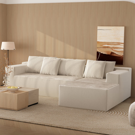 OXYLIFE L-Shaped Boneless Couch,106" Couches for Living Room with Curved Chaise,Modular Sectional Sofa with Deep Seat,Modern No Assembly Required Sofas,Beige,1PCS