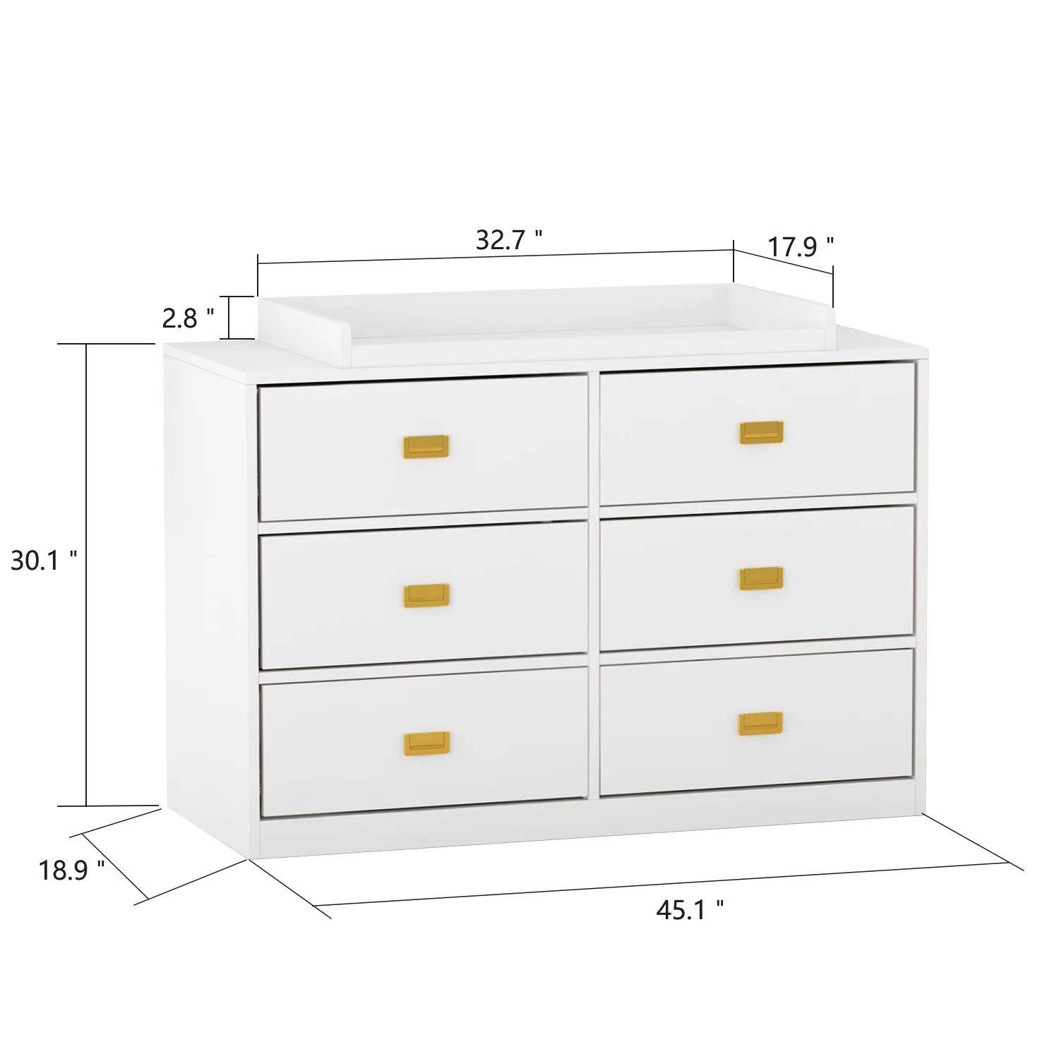 OXYLIFE White Dresser Changing Dresser, 6 Drawers Dresser Baby Nursery OXYLIFE White Dresser Changing Dresser, 6 Drawers Dresser Baby Nursery