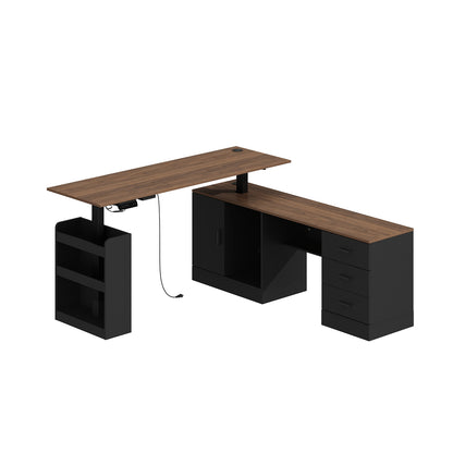 Oxylife 63" Electric Height Adjustable Standing Desk, , L Shaped Home Office Table,Black