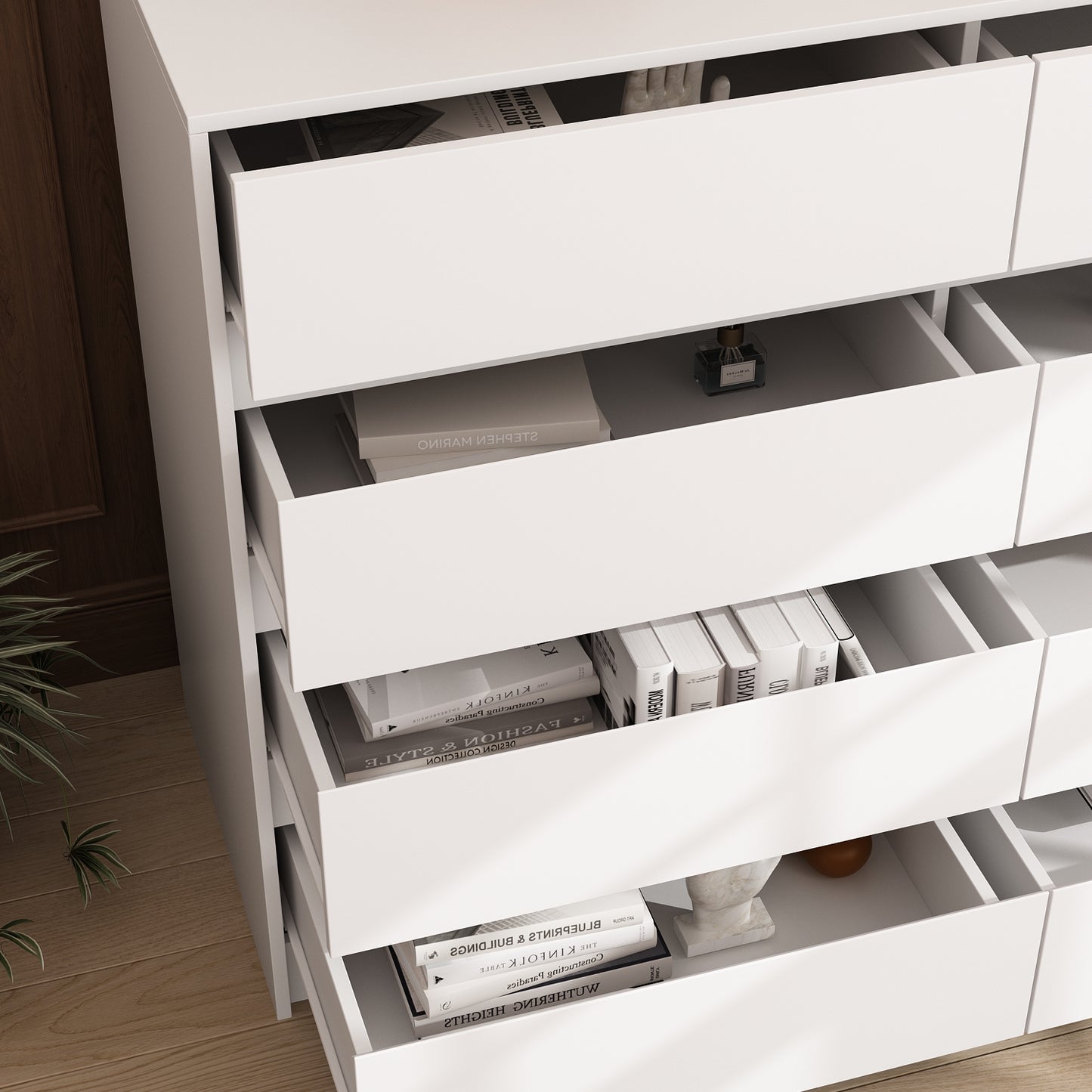 OXYLIFE Modern 12-Drawer Dresser with Large Storage, Side Cabinet for Bedroom/Living Room, White