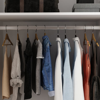 OxyLife 3 Door Wardrobe Armoire with Clothing Rod and Storage Shelves, White, 70"H