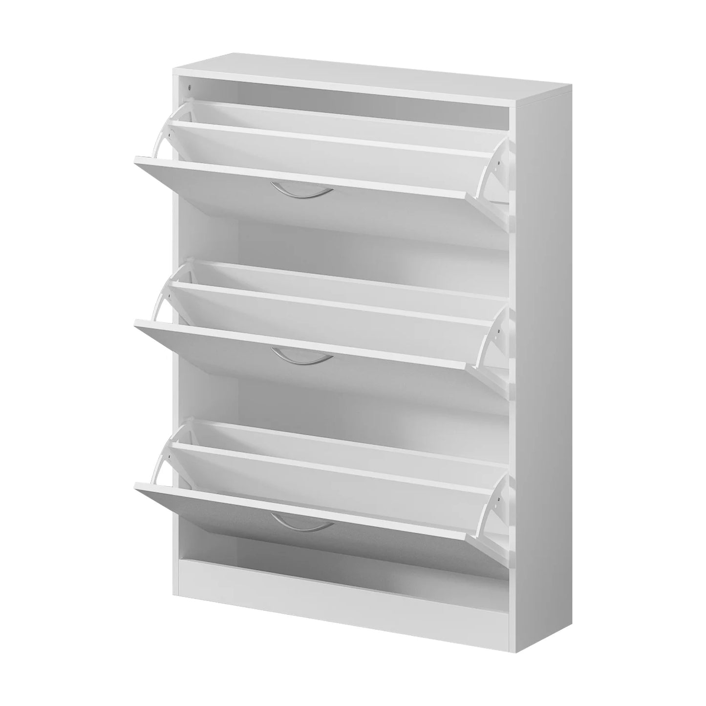 OXYLIFE Modern 3 Tier Shoe Cabinet for Entryway, Shoe Rack Storage Organizer White