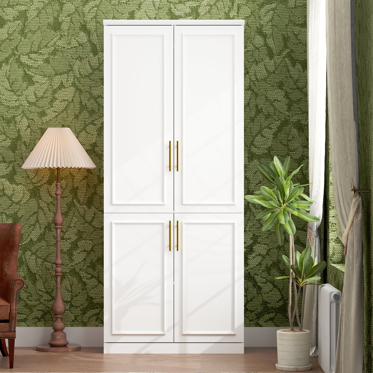 Oxylife 74.5"H 2 Door Clothing Armoire Wardrobe Closet with Hanging Rod