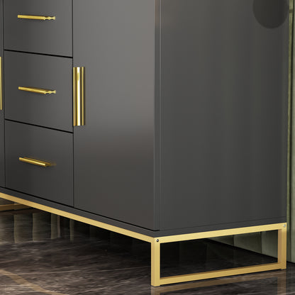OXYLIFE Kitchen Buffet Sideboard, Black Storage Cabinet with 3 Drawers for Living Room Kitchen, 47.2" Wide