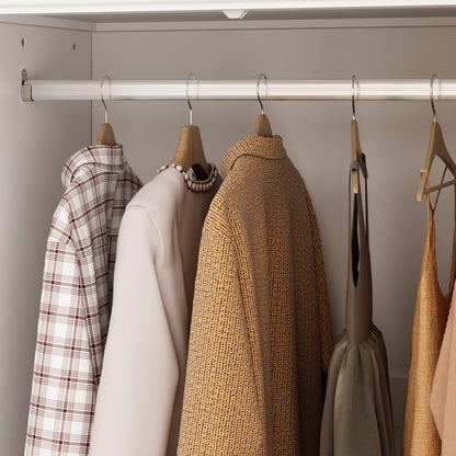 Oxylife 74.5"H 2 Door Clothing Armoire Wardrobe Closet with Hanging Rod