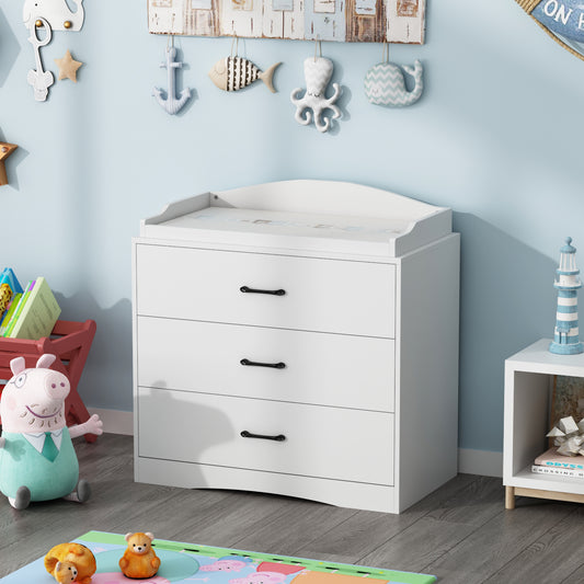 OxyLife Changing Table Dresser, Nursery 3-Drawer Dresser with Changing Top, White