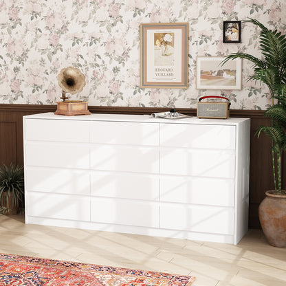 OXYLIFE Modern 12-Drawer Dresser with Large Storage, Side Cabinet for Bedroom/Living Room, White