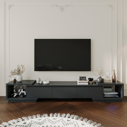 OXYLIFE 106.3 inch Extended TV Stand with Drawers, Entertainment Center for Living Room, Black