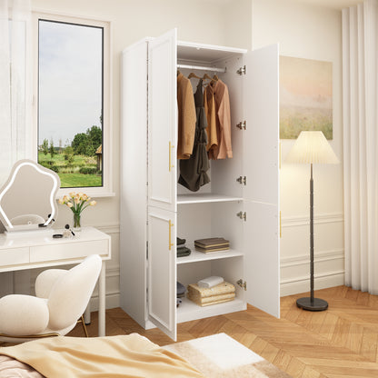 Oxylife 74.5"H 2 Door Clothing Armoire Wardrobe Closet with Hanging Rod