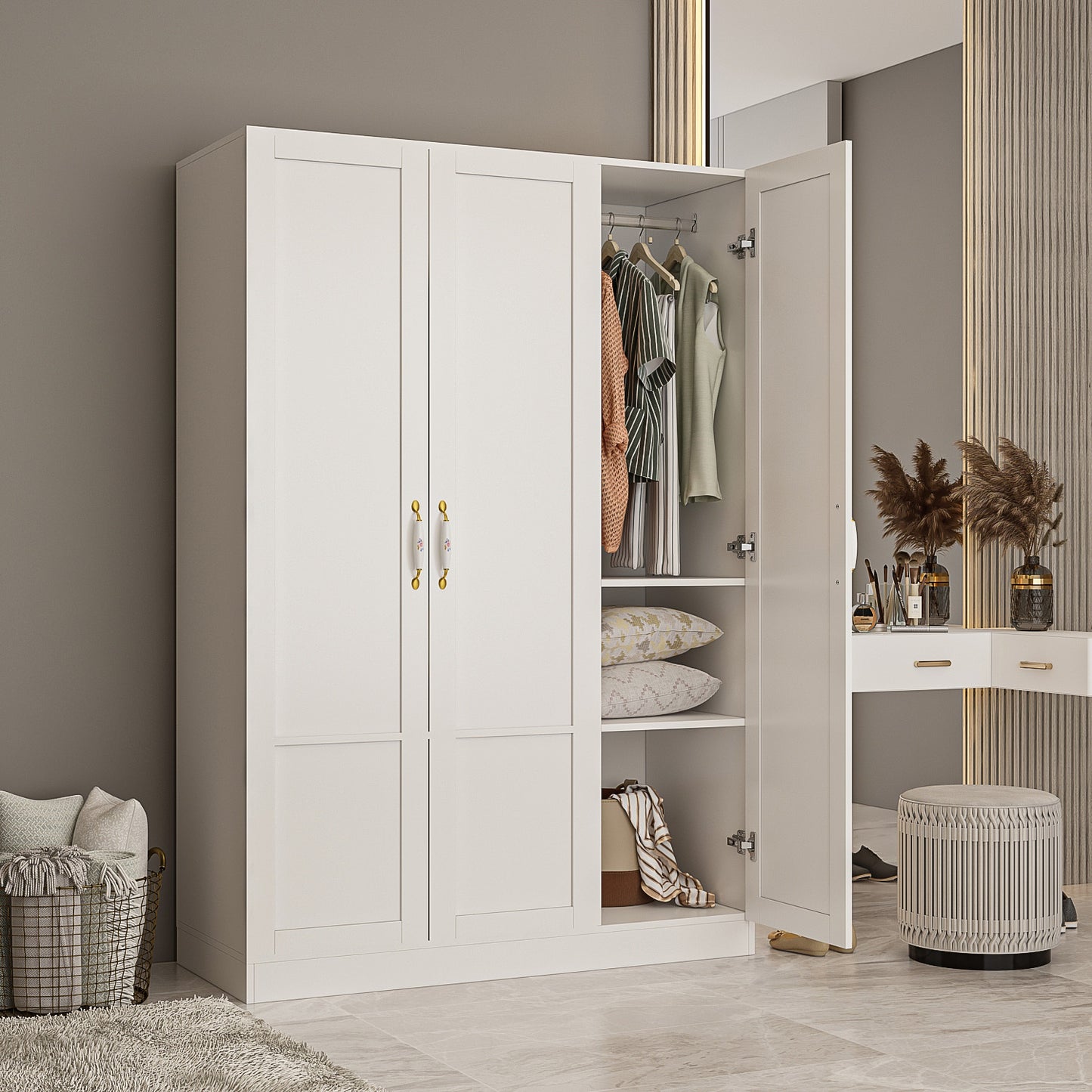 OXYLIFE 70.9"H Wardrobe Armoires Closet Storage Cabinet White
