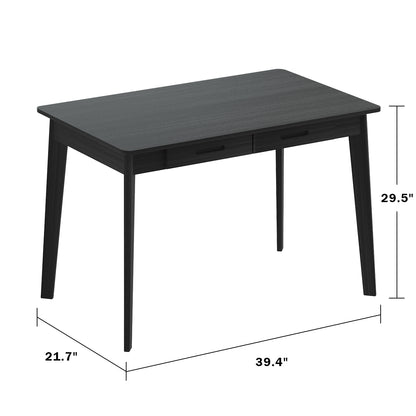 Home Office Desk Computer Desk, Writing Table with Drawers Study Workstation, Dark Brown, 39.4"*21.7"