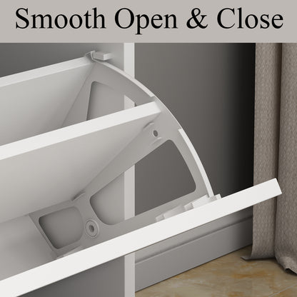 OXYLIFE Modern 3 Tier Shoe Cabinet for Entryway, Shoe Rack Storage Organizer White